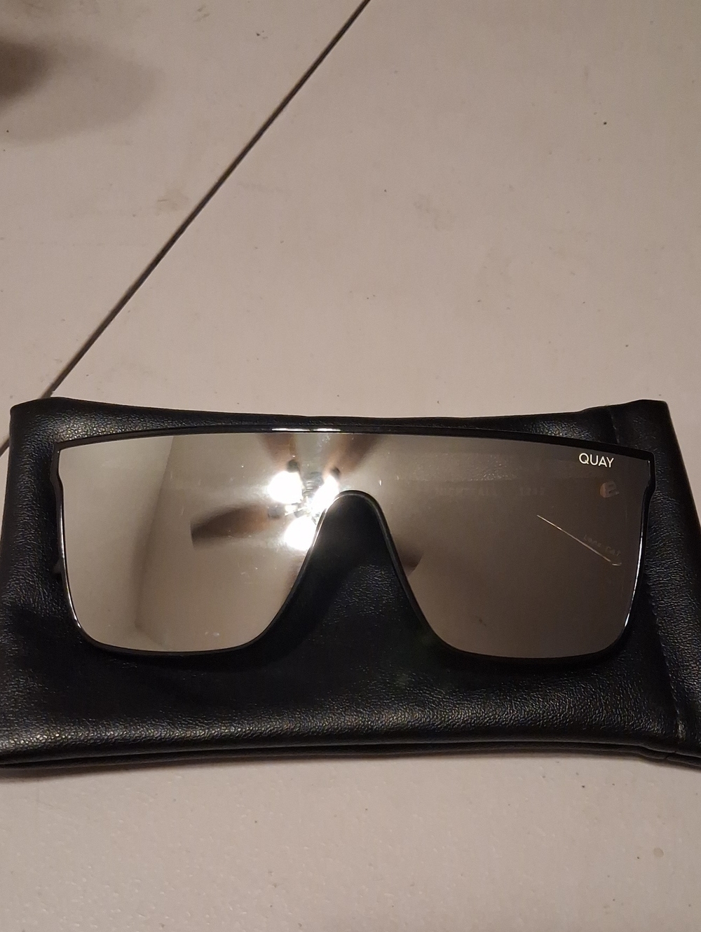 Quay Australia Black Shield Sunglasses with Silver Mirror Lens
